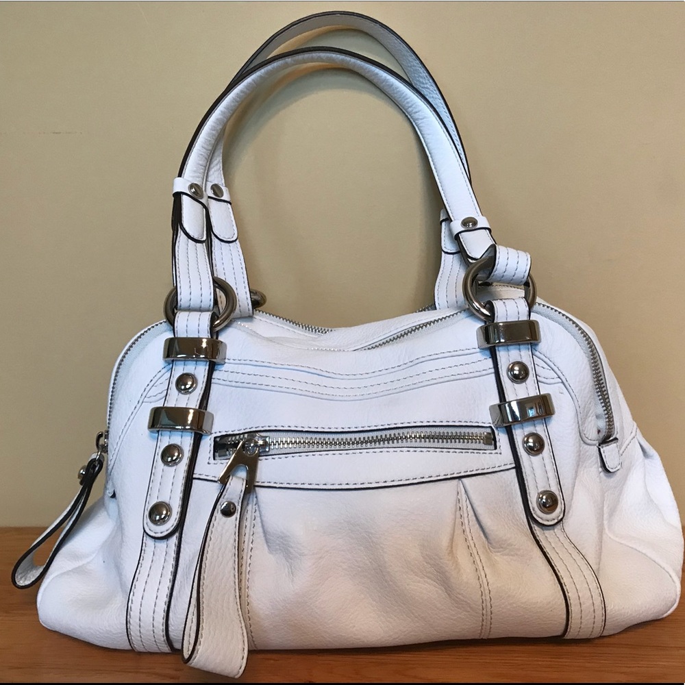 B Makowsky white leather handbag!